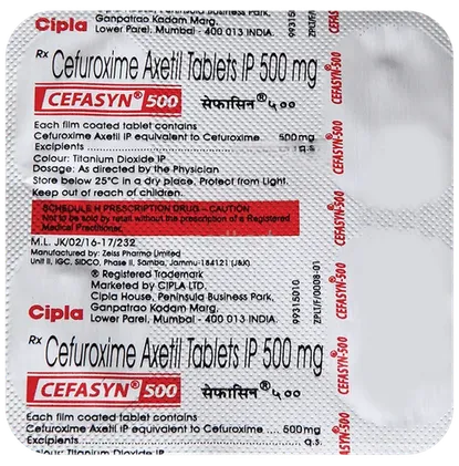 cefasyn 500mg tablet 4's